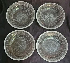 4 Sasaki RAIN Clear Bowls 5 7/8" x 1.25" Japan 1970s Beautiful Minimalism VGUC - Picture 1 of 7