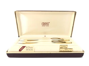 Cross Century Ballpoint Pen/ Mechanical Pencil Set 18k Gold GF 280105 With Box - Picture 1 of 13