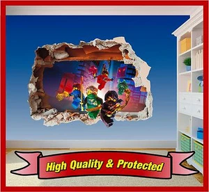 Lego Ninjago Hole in Wall - Printed Vinyl Sticker Decal Childrens Bedroom Boys - Picture 1 of 2