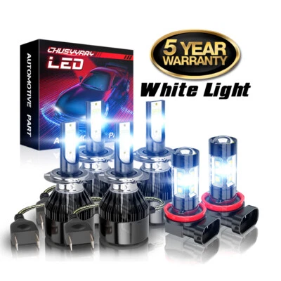 Combo LED Headlight Fog Light Bulbs Kit 6500K For BMW 328i 325xi 330xi 2002-2006 - Image 1 of 4