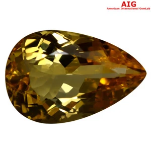 3,22k AIG zertifizierter Birnenschnitt (12x8 mm) orange gelb kaiserlicher Topasstein - Bild 1 von 4