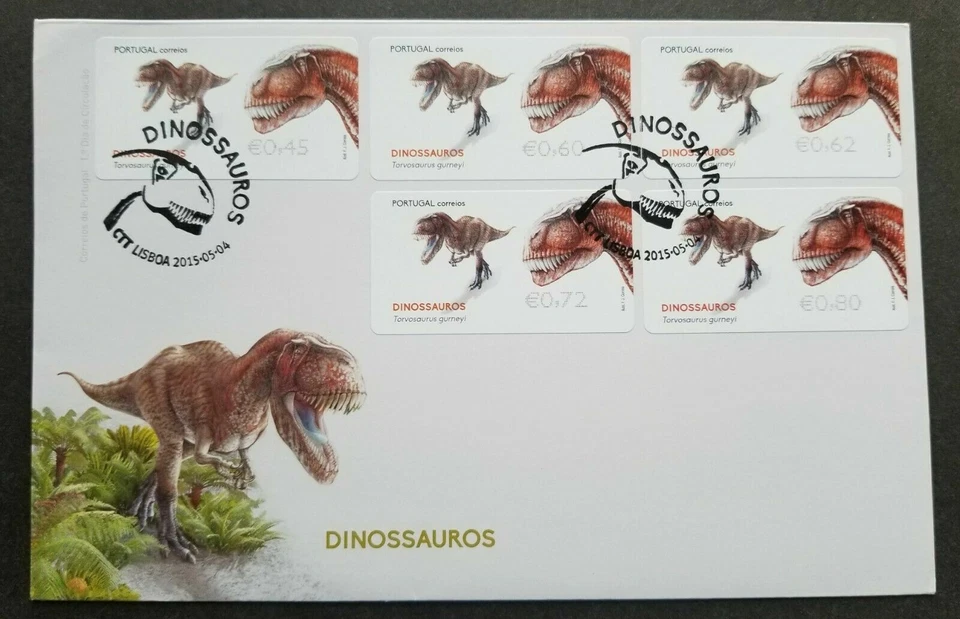 [SJ] Portugal Dinosaur Post & Go ATM Pre Historic 2015 (frama label stamp FDC) - Image 1 of 4