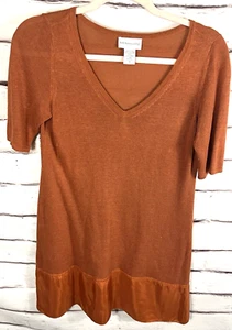 Soft Surroundings Women's Size S Orange Short Sleeve Blouse Linen Silk Blend - Picture 1 of 3