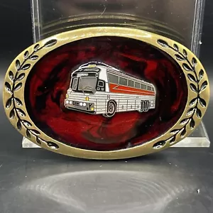 Fibbia per cintura in ottone massiccio Heritage Tour Bus USA - Foto 1 di 8