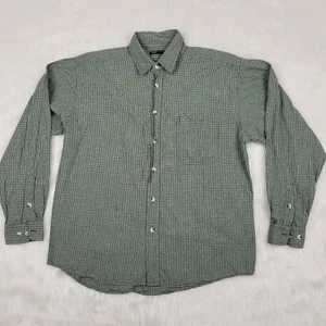 BKE 67 Men's Green Micro Check Collared Button LS Shirt Size XL - Picture 1 of 4