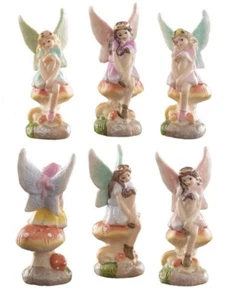 Victorian Trading Co Fairy Porcelain Birthday Cake Candle Holders (set of 6) - Picture 1 of 3