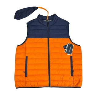 Club Room Mens Colorblock Quilted Packable Puffer Vest Jacket Blue Orange 2XL - Picture 1 of 6