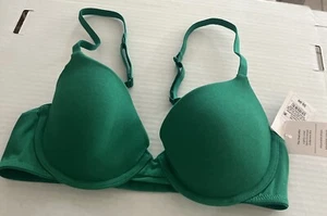 Auden The Everyday Size 32B Dark Green Lightly Lined Demi Underwire T-Shirt Bra - Picture 1 of 5