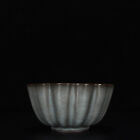 6.3" china antique song dynasty guan kiln porcelain lce crack melon shaped bowl