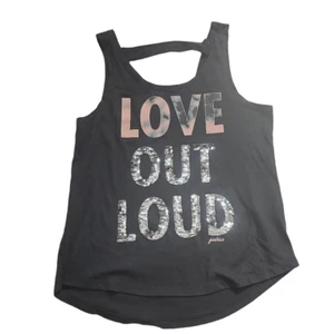Justice Active Girls Love Out Loud Flip Sequined Athletic Tank - Size 8 - Picture 1 of 6