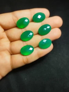 Green Onyx Oval Checker Cut Gemstone - Picture 1 of 4
