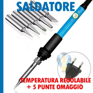 SALDATORE A STAGNO TEMPERATURA REGOLABILE 60W + KIT PUNTE OMAGGIO - Foto 1 di 10