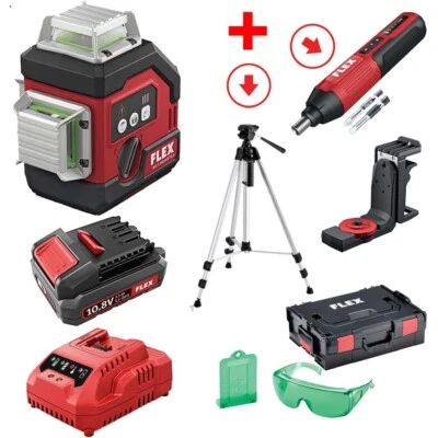 Flex ALC 3/360-G/R 12.0 Set 360° Kreuzlinien-Laser mit Empfängermodus in L-Boxx