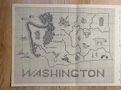 Sue Hillis Designs Map of WASHINGTON Counted Cross Stitch Pattern SHD Map 1979 - Image 1 of 4