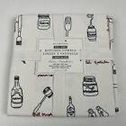 Williams Sonoma Kitchen Towels "Grill Icons" Pattern-(2) New