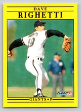1991  Fleer Update #U-131 Dave Righetti San Francisco Giants