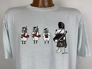 Vintage 80er Scottish Bagpiper Shirt XL Tight Terrier Hund Schaf Schottland Souvenir - Bild 1 von 16