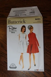Butterick B6991 Sewing Pattern 1960s Misses' Dress w/Sleeve Variations( 8-16) UC - Imagen 1 de 3