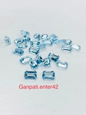 Blauer Topas Lose Edelstein Facettiert Smaragd + Octagon Schliff 8x6 MM Geeicht - Bild 1 von 4