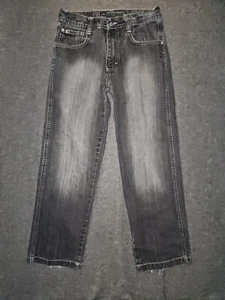 Southpole Straight Jeans Youth Size 12 Black Embroidered Casual 90's Y2K Hip Hop - Picture 1 of 10