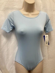 Short Sleeve Lt Blue Body Wrappers leotard 0208 ladies sizes - Picture 1 of 3