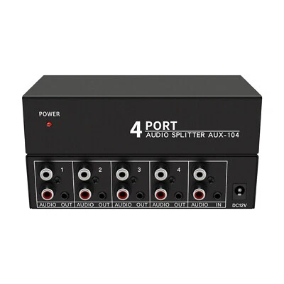 RCA Aux Audio Splitter 1 In 4 Out Stereo L/R Audio Splitter for Speaker DVD New - Image 1 of 4