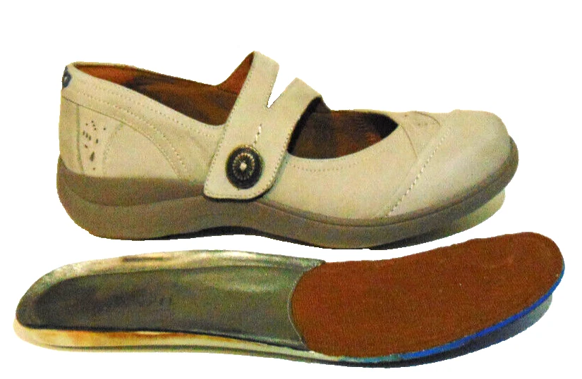 Aravon Revshow Taupe Mary Jane Zapatos Informales Cuero Nubuck Cojín Arco ~ 7.5 B Foto 1 de 4