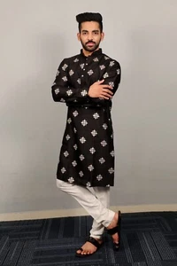 Men Kurta Set Pakistani Kurta Pyjama Indian Suits Wedding Party Groom Sherwani - Picture 1 of 9