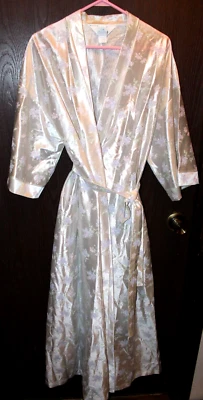 Bata de satén vintage para mujer floral jacquard kimono cinturón largo talla grande 16/18 EE. UU. Foto 1 de 4