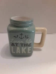 Young Inc große Tasse graugrün beige Henkel LOVIN LIFE AT THE LAKE Tee Kaffee - Bild 1 von 9