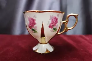 Shafford Pink Roses Footed Tea Cup Japan Pedestal Footed Gold Trim Scalloped - Picture 1 of 4