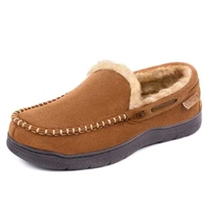 Men's Moccasin Slippers Memory Foam House Shoes 11 Tan - Picture 1 of 8