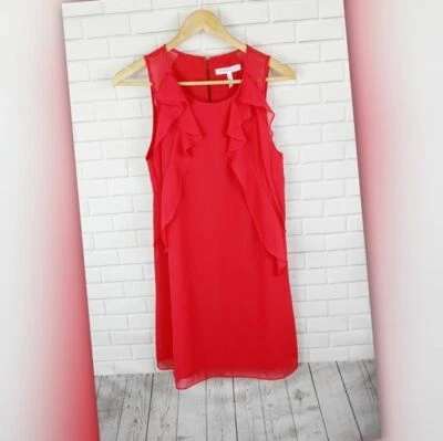 BCBGeneration Dress Womens XS Red Ruffle Shift Mod Work Office Party Holiday - Image 1 of 4
