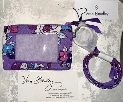 VERA BRADLEY Cremallera Identificación Cordón JARDÍN ENCANTADO NUEVO CON ETIQUETAS 25254-R87 LLAVERO PORTA INSIGNIA Foto 1 de 4