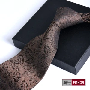 Neue klassische braun grau Blatt JACQUARD GEWEBTE 100 % Seide Herren Krawatte Krawatte - Bild 1 von 1