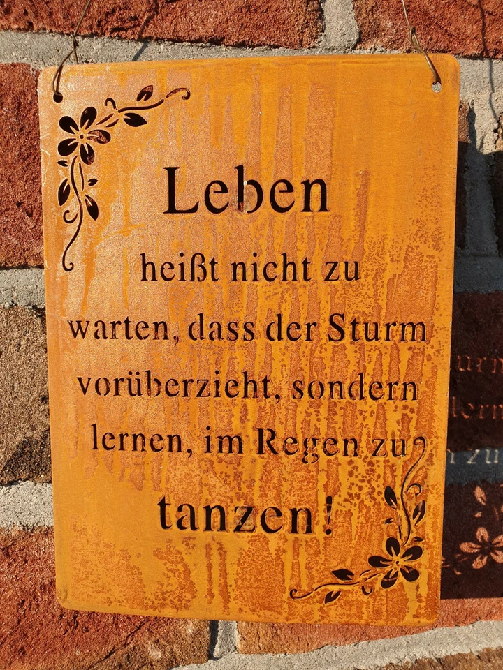 Edelrost Schild Tafel Spruch Garten Deko Leben tanzen - Bild 1 von 1