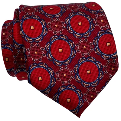 Corbata Santorelli Cuello Hombres Seda Geométricos Medallones Hecha a Mano Italia Fiesta de Negocios Foto 1 de 4