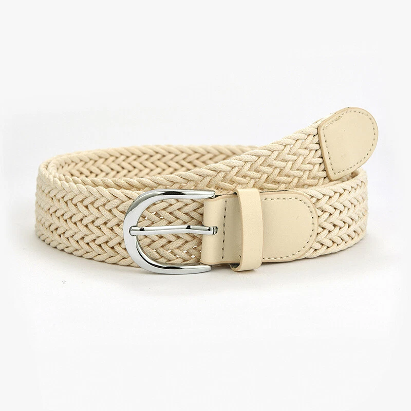 Mujeres Dama Imitación Cuero Trenzado Ajustado Cinturón Tejido Jeans Pantalón Vestido Cintura Foto 1 de 4