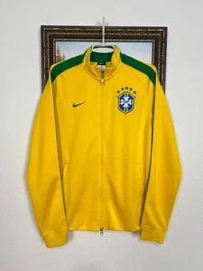 Nike Brazil Football Jacket National Team Soccer Track Top Yellow Mens Size M - Picture 1 of 14