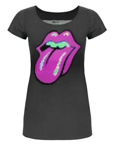 Amplified Clothing Rolling Stones Pixel Lick Logo Womens Small Short Sleeved T-S - Picture 1 of 7