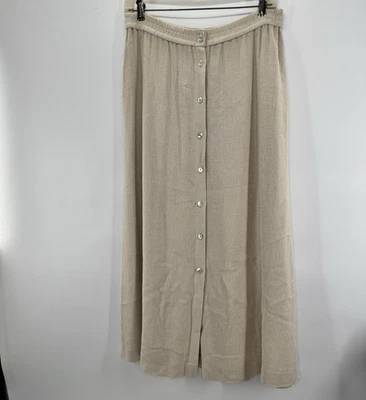 Maxi Falda de Malla Cynthia Howie 8P Lino Avena* Botón Transparente Tejido Costero Foto 1 de 4