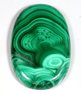 86 Ct 6X27X41 mm PIETRA PREZIOSA CABOCHON OVALE MALACHITE VERDE DESIGN NATURALE OJ-84 - Foto 1 di 5