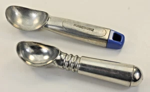 Lote de 2 cucharas de helado de masa para galletas Farberware vintage de aluminio fundido a mano - Imagen 1 de 12
