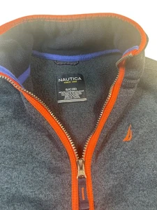 Nautica Jacket Boys Small 8 Navy Blue Orange Full Zip Stand Collar Fleece Lined - Picture 1 of 6