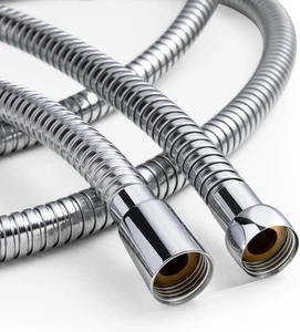 OFFO 1.2m Large Bore Shower Hose 11mm High Flow Anti-Kink Stainless Steel Chrome - Picture 1 of 7