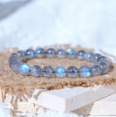 Moonstone Stone Bracelet Natural 7-8mm Gemstone Stretch Energy Bracelet Gift - Image 1 of 4