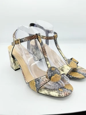 Sandalia para mujer con estampado de serpiente de cuero con tacón trasero animal reptil 10 W 2046 Foto 1 de 4