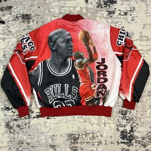Chicago Bulls Michael Jordan Chalk Line Vintage NBA Basketball Jacket XL NBA AOP - Picture 1 of 13