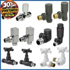 Designer Bathroom Radiator Valves Chrome Heated Towel Rail Pair Straight Angled