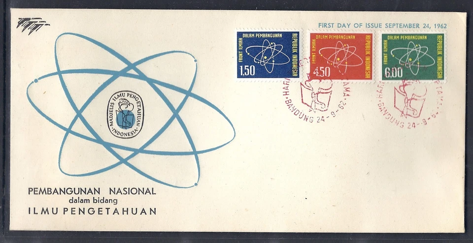 Indonesia FDC First Day Cover - September 24 1962 - Science - SC 578-580* - Image 1 of 1